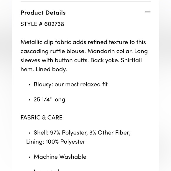 Shimmer Pleated Ruffle Blouse - Picture 4 of 4